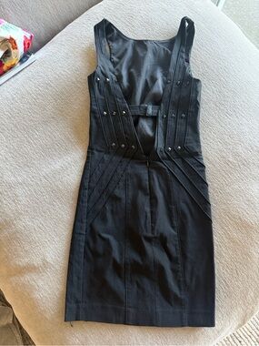 bebe Black Backless Stud-Accent Sheath Dress